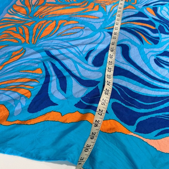 Silk Blue and Orange Scarf - Picture 4 of 16